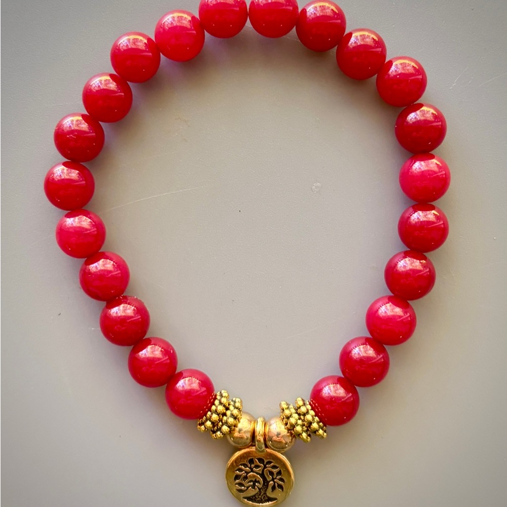 Red Jade Handcrafted Bead Bracelet